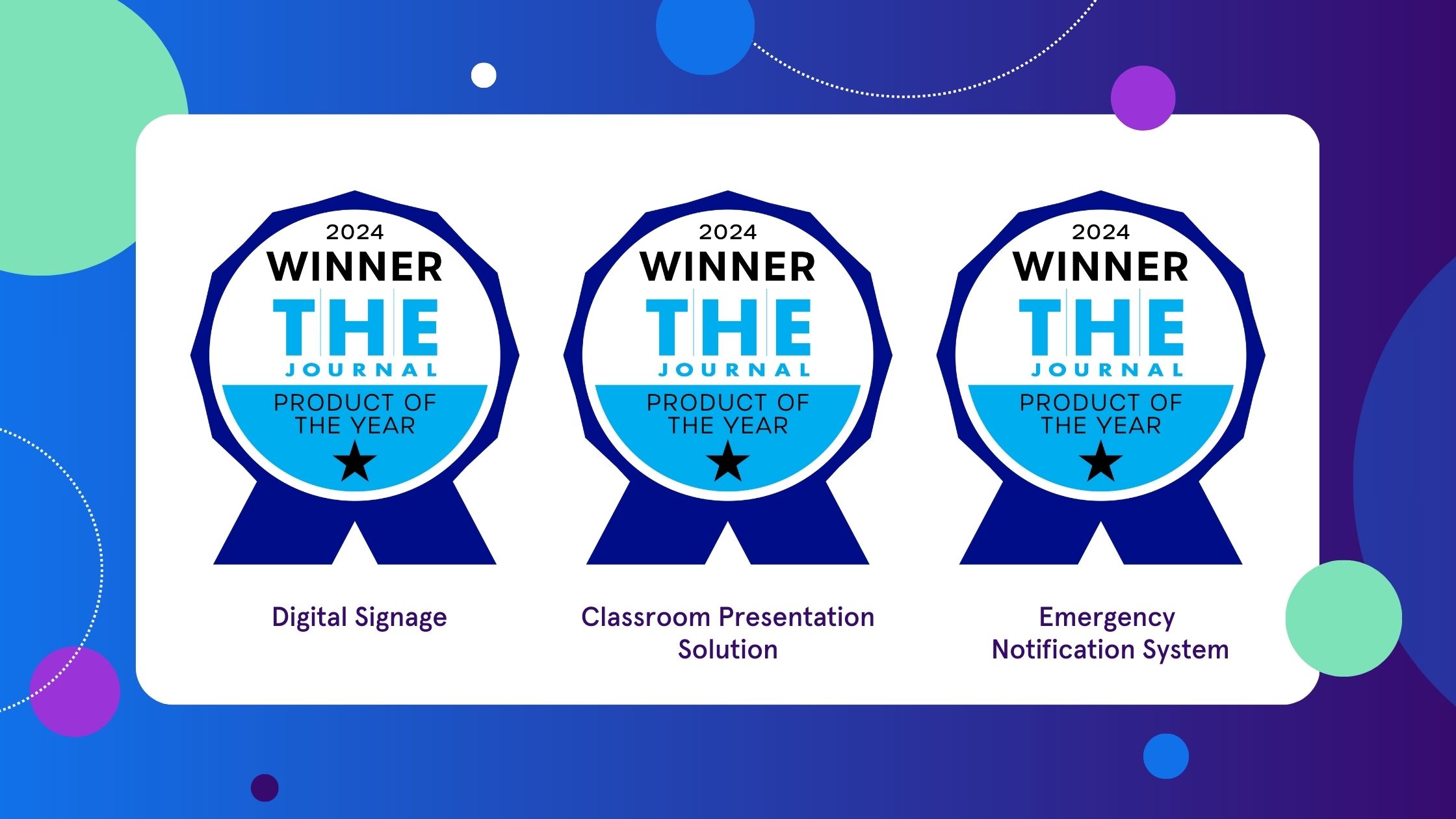 Vivi Wins In Three Categories In THE Journal’s Fourth Annual Product Of The Year Program 1 Three 2024 Product of the Year winner badges from THE Journal