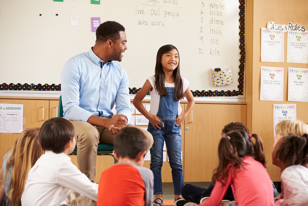 How Teachers Use Vivi to Build Confident and Engaged Classrooms 1 Schoolgirl at front of elementary class with teacher