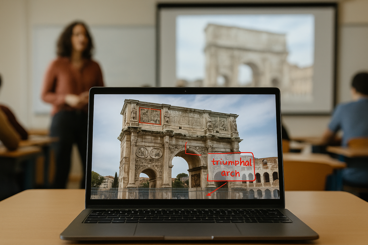 A teacher utilizes the Stream to Students feature in class.