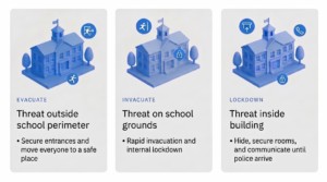 A diagram showing the three types of emergency alerts common to Martyn's Law