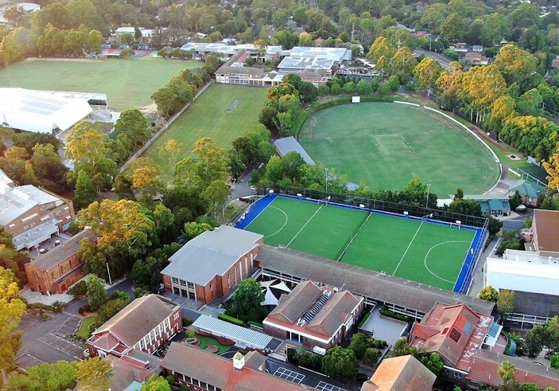 Aerial view of the Barker College campus in New South Wales, Australia